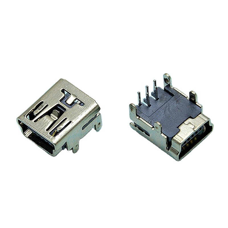 5PIN B type right angle through hole female mini USB connector