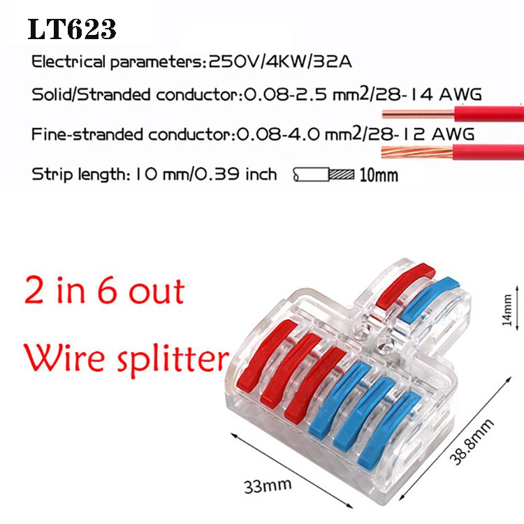 LT623 Universal Cable wire Connectors Reusable Wire Terminal Block Fast Compact lever quick cables connector Connection