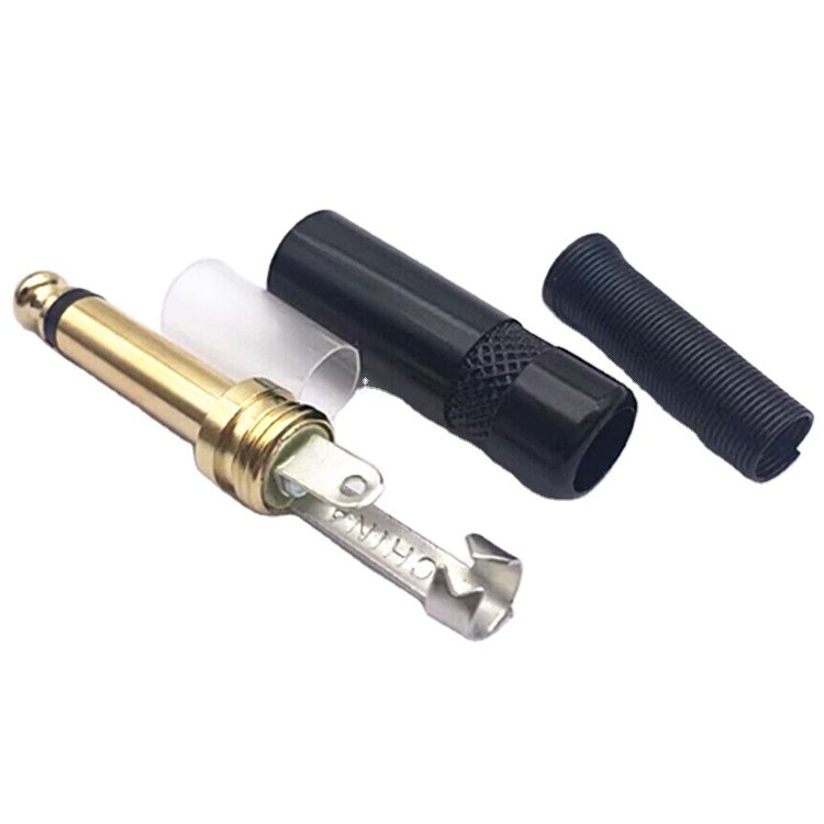 6.35 mm Mono Male TS Jack Plug Guitar Connector 6.35 mm Plugs Black 6.35 mm Jack Male Mono Metal 6.35mm Male Connector Mono