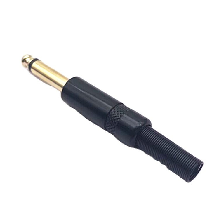 6.35 mm Mono Male TS Jack Plug Guitar Connector 6.35 mm Plugs Black 6.35 mm Jack Male Mono Metal 6.35mm Male Connector Mono