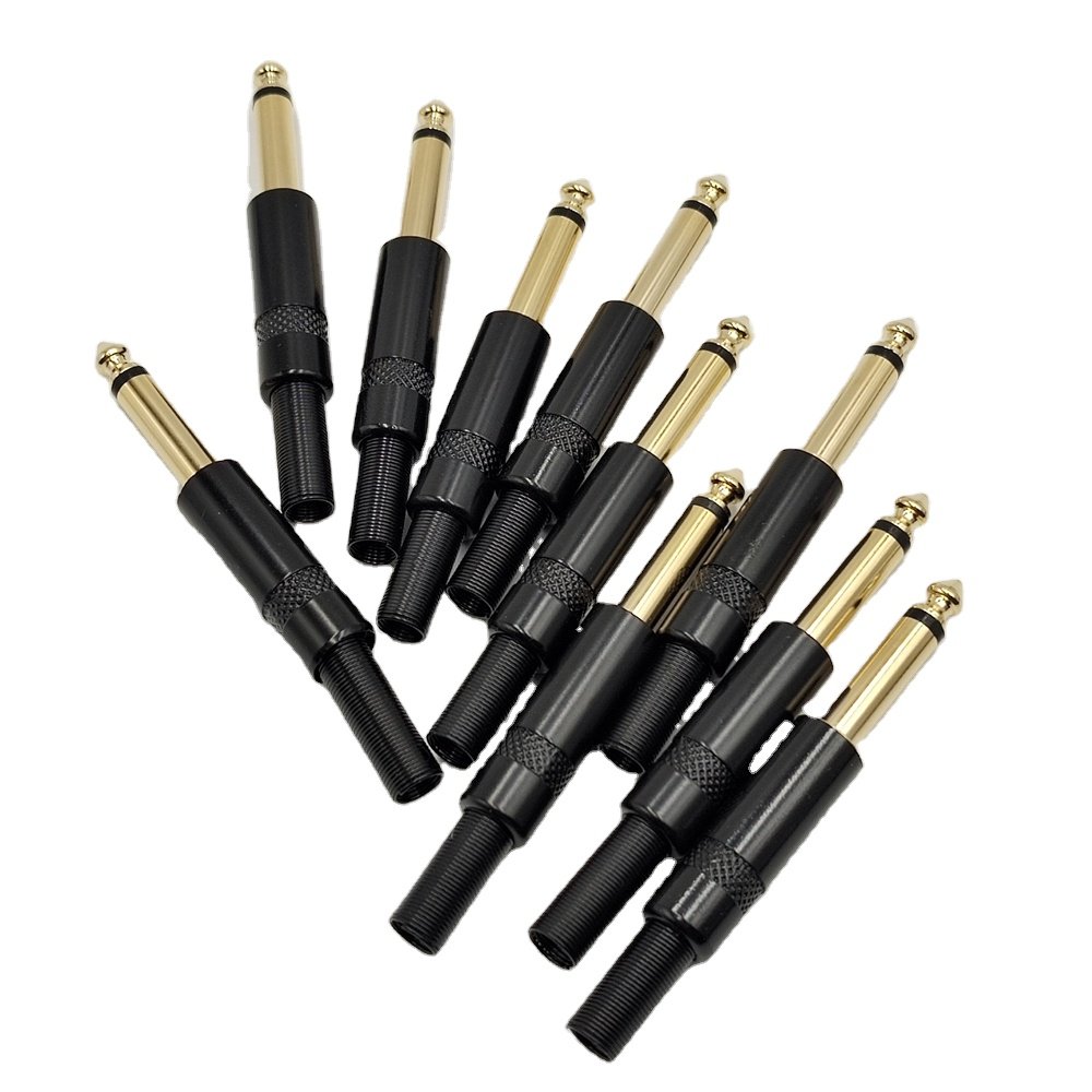6.35 mm Mono Male TS Jack Plug Guitar Connector 6.35 mm Plugs Black 6.35 mm Jack Male Mono Metal 6.35mm Male Connector Mono