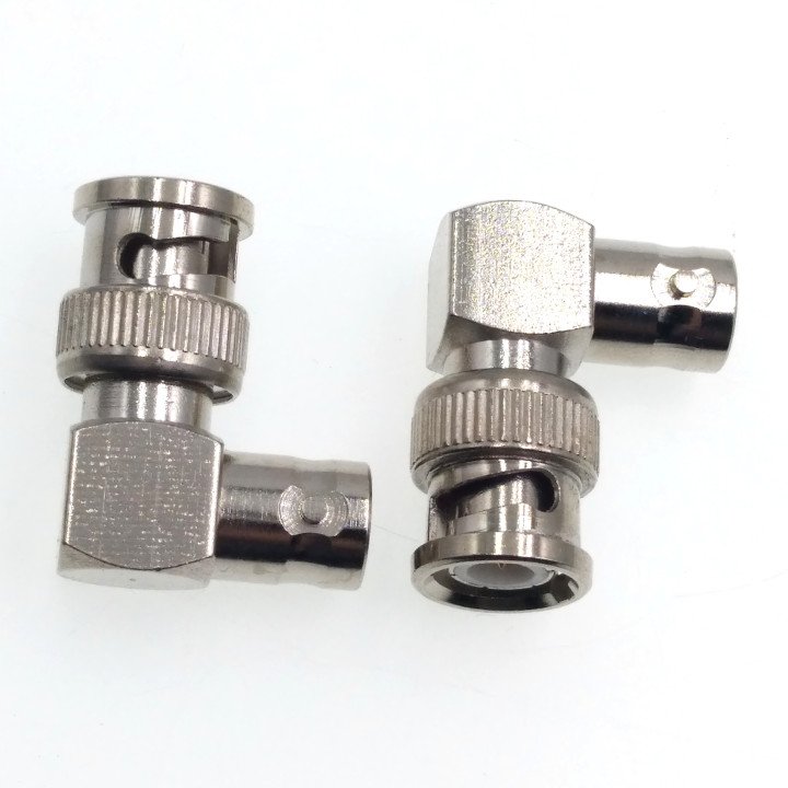 BNC Male Connector Right Angle to BNC Female Jacks Adapter 90 Degree RF Coaxial Coax L-shape Connectors Brass ROHS 50 Ohm RY