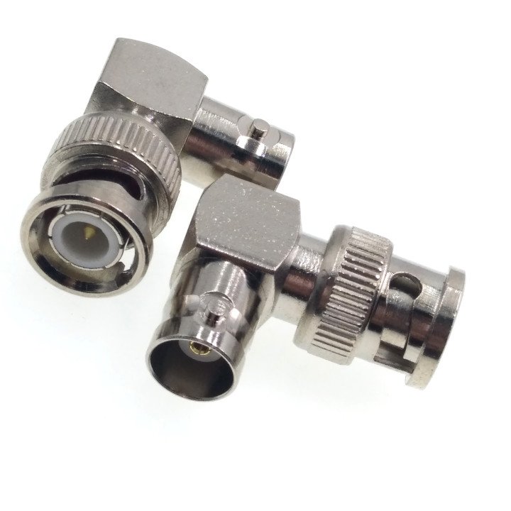 BNC Male Connector Right Angle to BNC Female Jacks Adapter 90 Degree RF Coaxial Coax L-shape Connectors Brass ROHS 50 Ohm RY