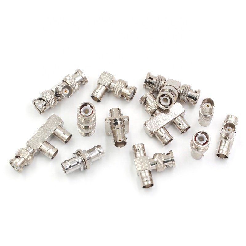 BNC Male Connector Right Angle to BNC Female Jacks Adapter 90 Degree RF Coaxial Coax L-shape Connectors Brass ROHS 50 Ohm RY