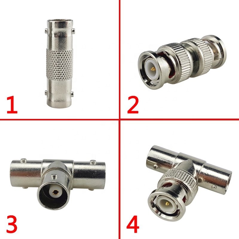 BNC Male Connector Right Angle to BNC Female Jacks Adapter 90 Degree RF Coaxial Coax L-shape Connectors Brass ROHS 50 Ohm RY