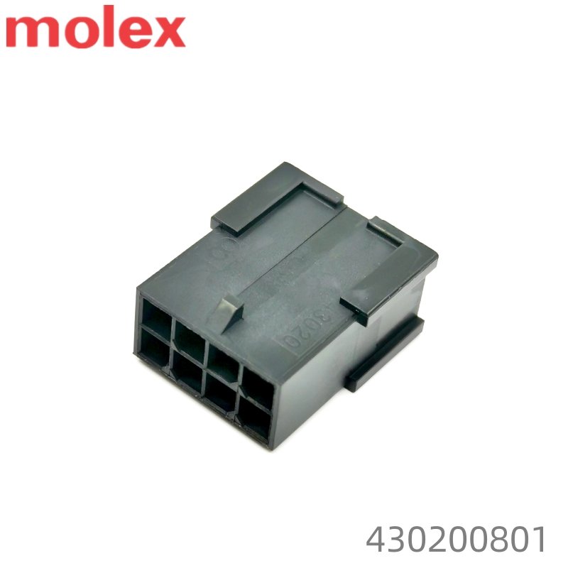 Original 3.0mm Crimp MOLEX 430200801 Micro-Fit 3.0 Plug Connector Assembly Housing 8 Pin Dual Row Black Connector