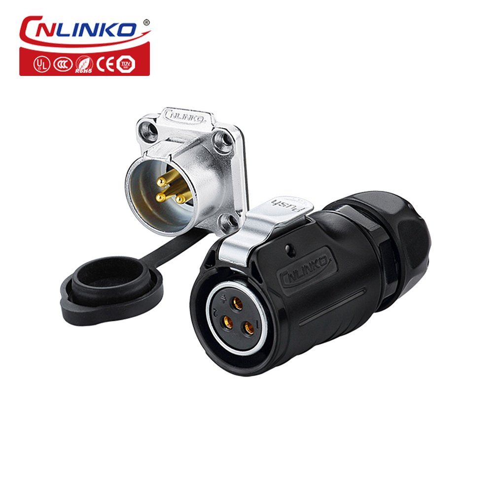 CNLINKO DC Power Electrical Plug M20 500V 20A 3 Core lighting Connector Waterproof IP68 3pin led strip Connector
