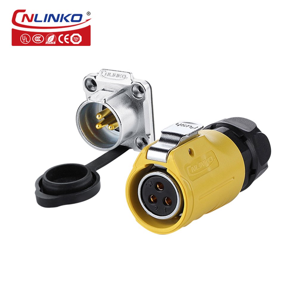 CNLINKO DC Power Electrical Plug M20 500V 20A 3 Core lighting Connector Waterproof IP68 3pin led strip Connector