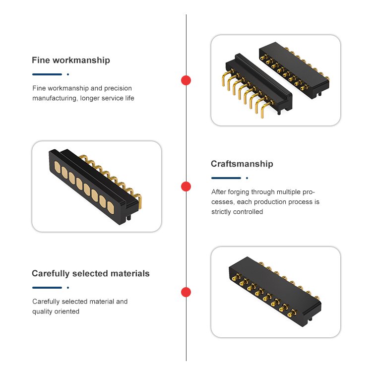 SMT Type Brass Gold Plating 8 Pin Magnetic Pogo Pin Connector