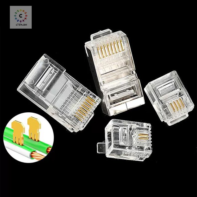 ready in stock UTP/FTP Cat6 Cat5 Cat5e RJ11 RJ45 Connector Stranded Network Cable terminal 8P8C Gold Plated Modular Plug