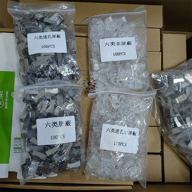 ready in stock UTP/FTP Cat6 Cat5 Cat5e RJ11 RJ45 Connector Stranded Network Cable terminal 8P8C Gold Plated Modular Plug