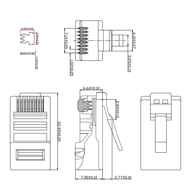 ready in stock UTP/FTP Cat6 Cat5 Cat5e RJ11 RJ45 Connector Stranded Network Cable terminal 8P8C Gold Plated Modular Plug