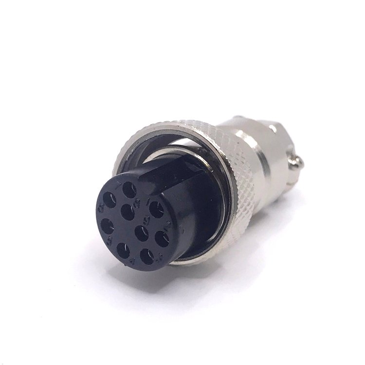 Circular Aviation M16 GX16 9 Pin Connector Round Straight Female Metal Plug