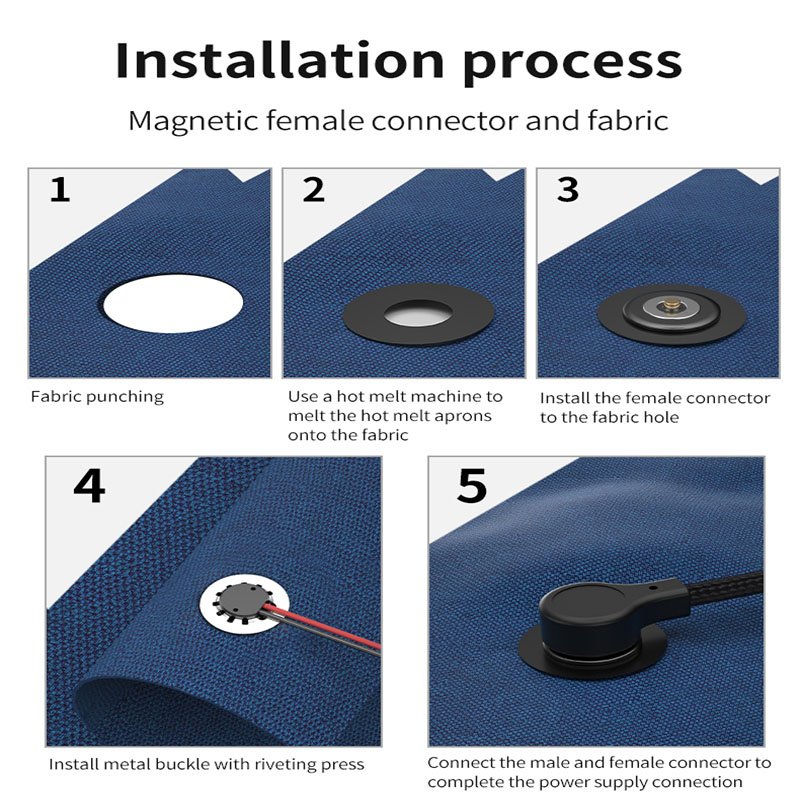 Circular 2Pin 5V 2A Male And Female 12V2A Usb Fast Charging Cable Pogo Connector Magnetic For Heating Garments