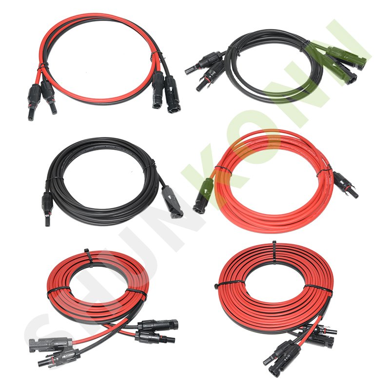 Shunkonn 1M 1000V 1500V IP68 Solar Panel Extension Cables Wire Connector 4mm2 6mm2 Solar Cable connector