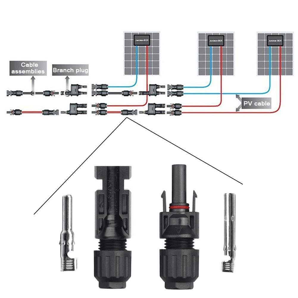 SeanRo 1000V connector solar panel connector IP68 solar connector contact pvc system module High quality product
