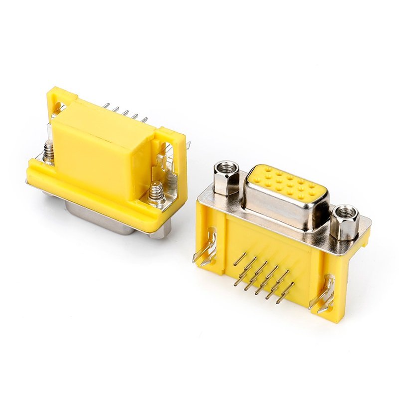 D-SUB 15Pin Female Connector DB15 socket with 4-40#nut (Yellow Housing) D-SUB 15Pin connector for PCB
