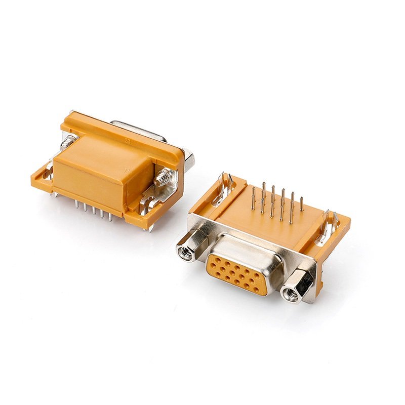 D-SUB 15Pin Female Connector DB15 socket with 4-40#nut (Yellow Housing) D-SUB 15Pin connector for PCB