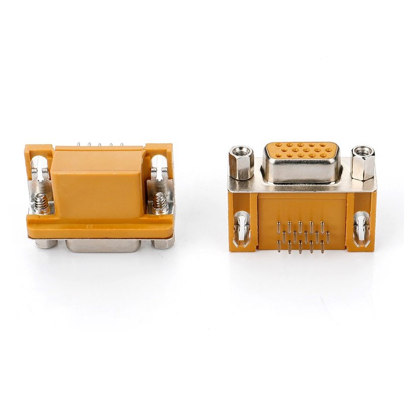 D-SUB 15Pin Female Connector DB15 socket with 4-40#nut (Yellow Housing) D-SUB 15Pin connector for PCB