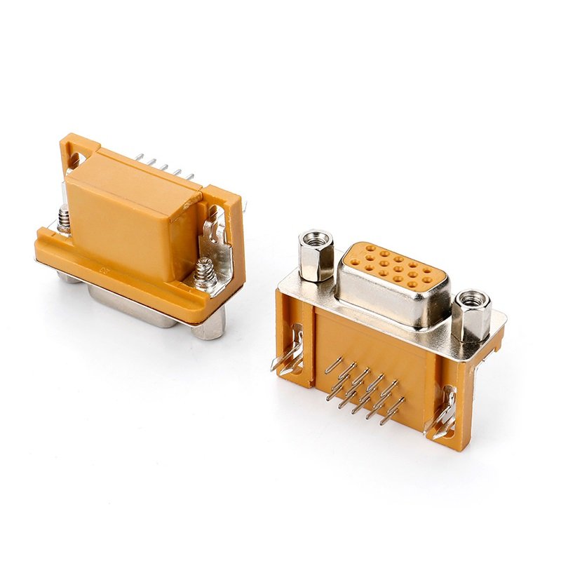 D-SUB 15Pin Female Connector DB15 socket with 4-40#nut (Yellow Housing) D-SUB 15Pin connector for PCB