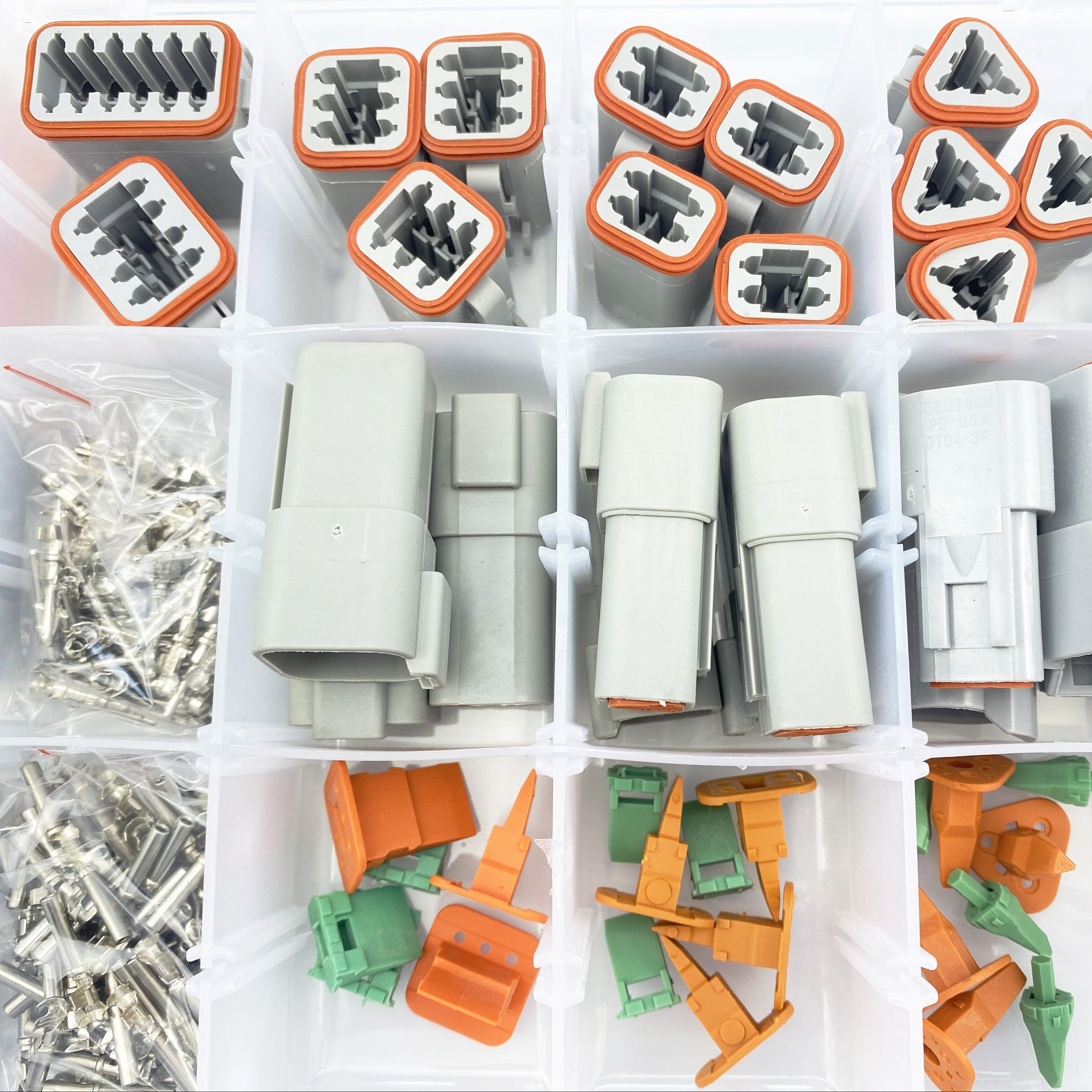 CNKF 232 PCS DT connectors KIT GRAY 2pin to 12PIN WITH CRIMP TERMINALS deutsch connector