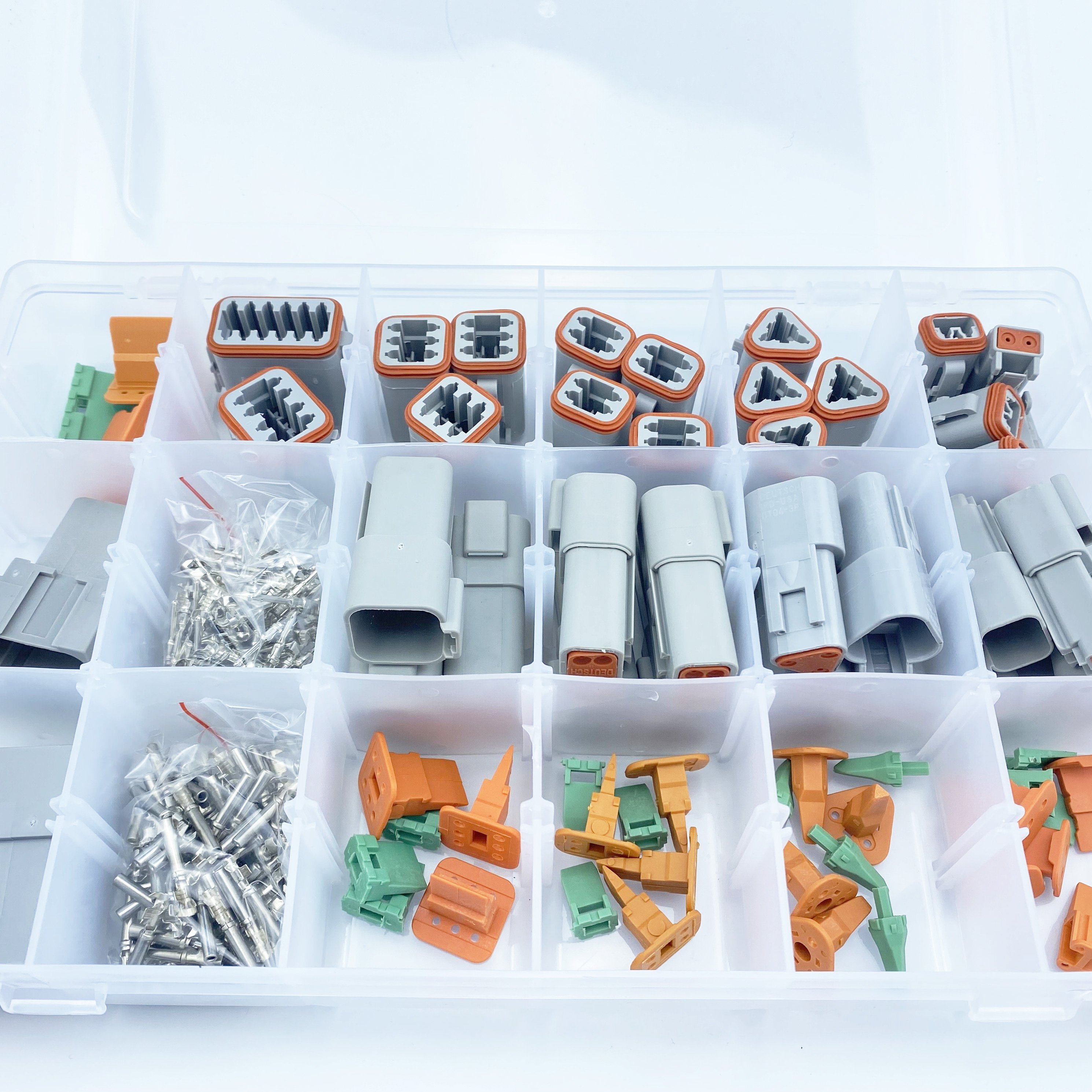 CNKF 232 PCS DT connectors KIT GRAY 2pin to 12PIN WITH CRIMP TERMINALS deutsch connector