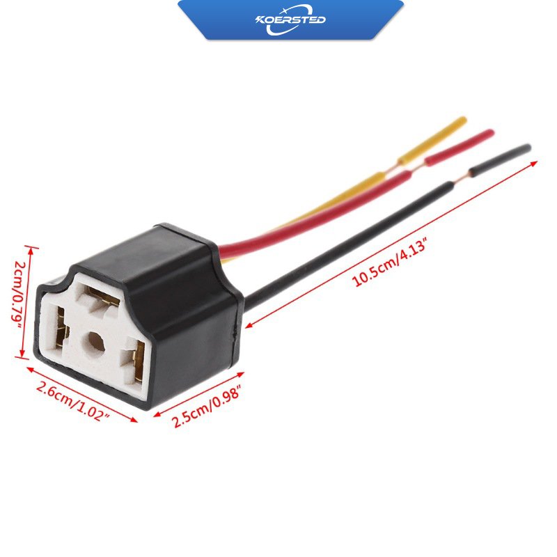 H4 Ceramic Socket, 3 Pins Connector Plug Black Orange Blue Color for H4