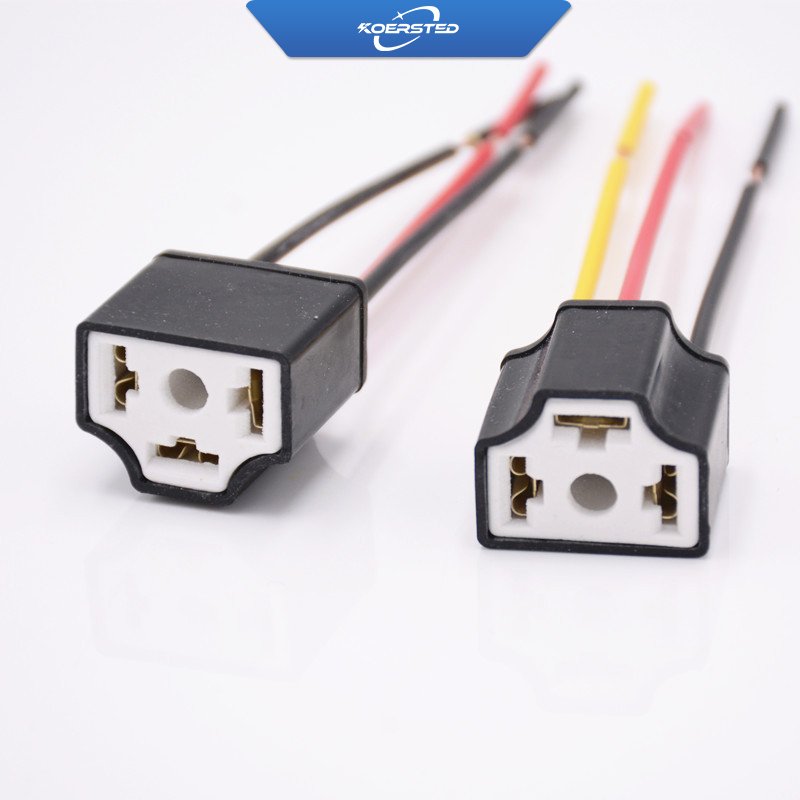 H4 Ceramic Socket, 3 Pins Connector Plug Black Orange Blue Color for H4
