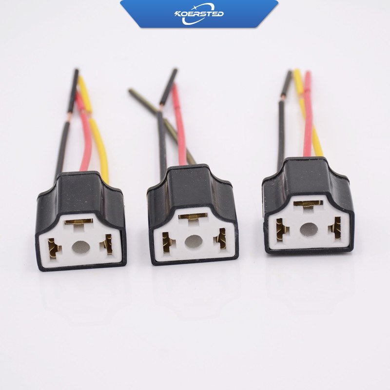 H4 Ceramic Socket, 3 Pins Connector Plug Black Orange Blue Color for H4