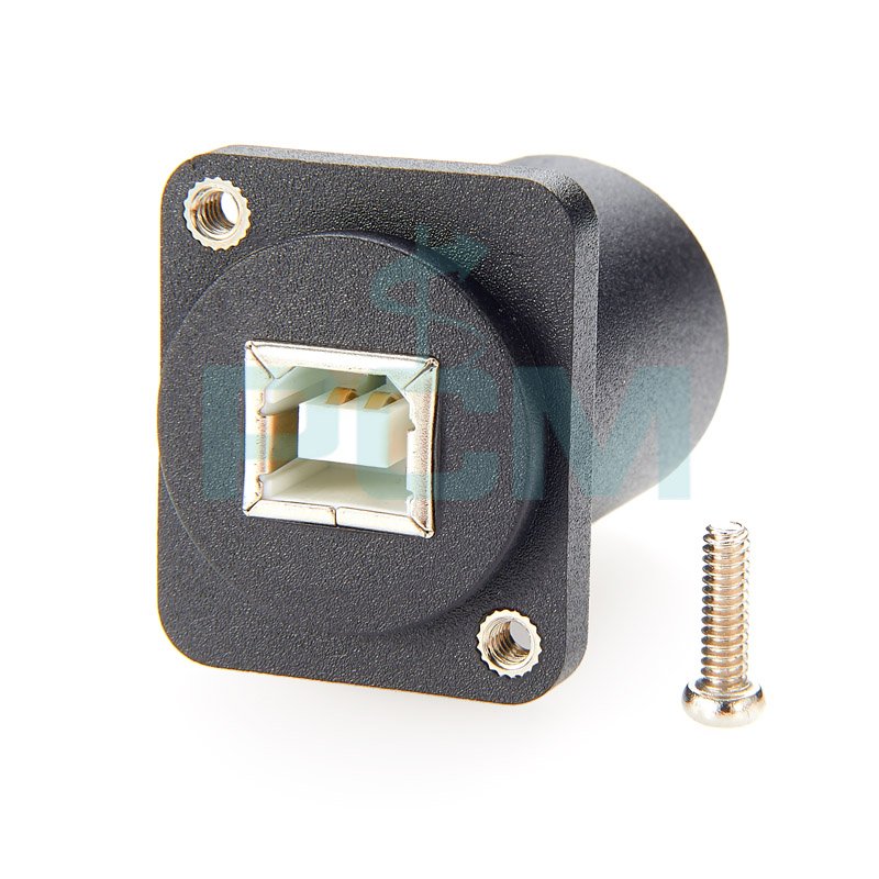 USB Panel Mount Feedthrough D-Series Connector Type B Female to Type A Female D Type USB 2.0 Female Feed Thru Coupler