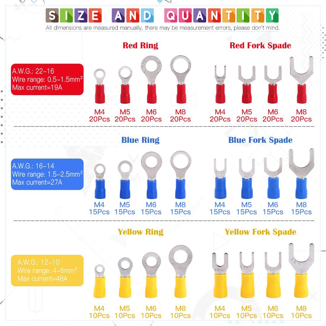 RNB 22-8 RV Series 22-10AWG AWG16-14 plating tin insulated spade fork cabl lug terminal connector Crimp crimping tool Terminals