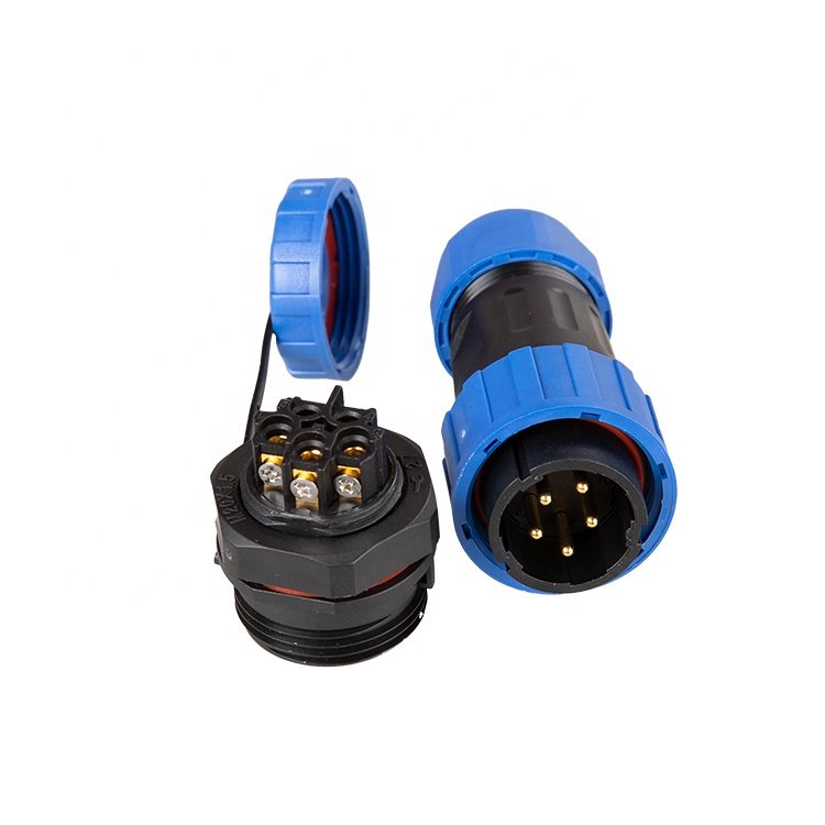 TY20 Back Nut 5Pin 10A Solderless screw connection IP68 Panel Mount Male Female Power Plug Circular Waterproof Connectors