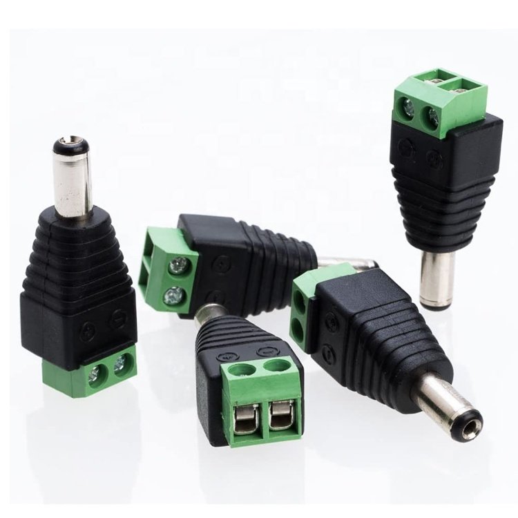 Solderless 12v 24v 5.5x2.5mm 5.5x2.1mm Male DC Power Plug Connector Jack Adapter for CCTV Camera Led Strip Lights