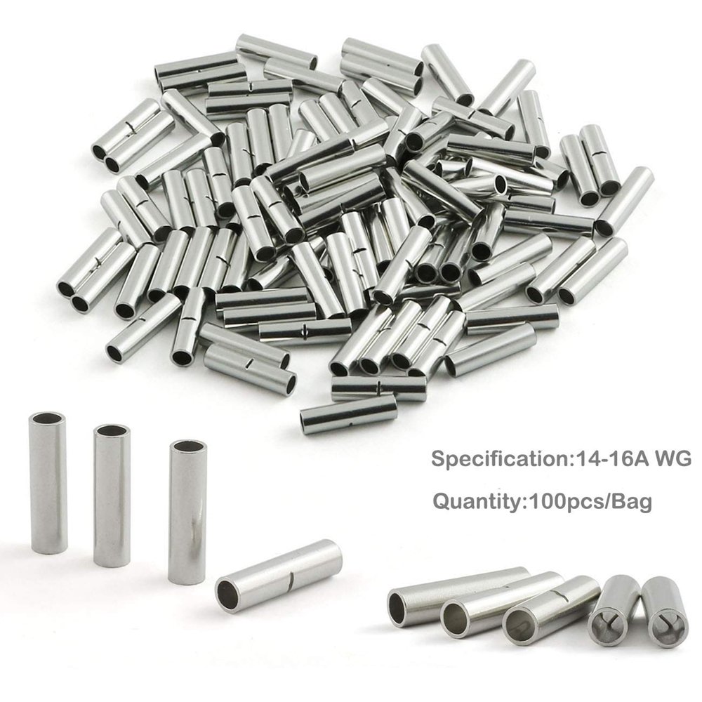 1000pcs/bag Ready to Ship AWG 18-22 Terminal Crimp Butt Splice Uninsulated Naked Butt Compact Connectors