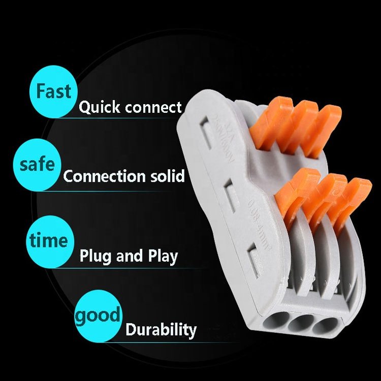 Fast Terminal Wire Splicing 223 Series Connector rainbowl color lever Wire Push In Cable Connector