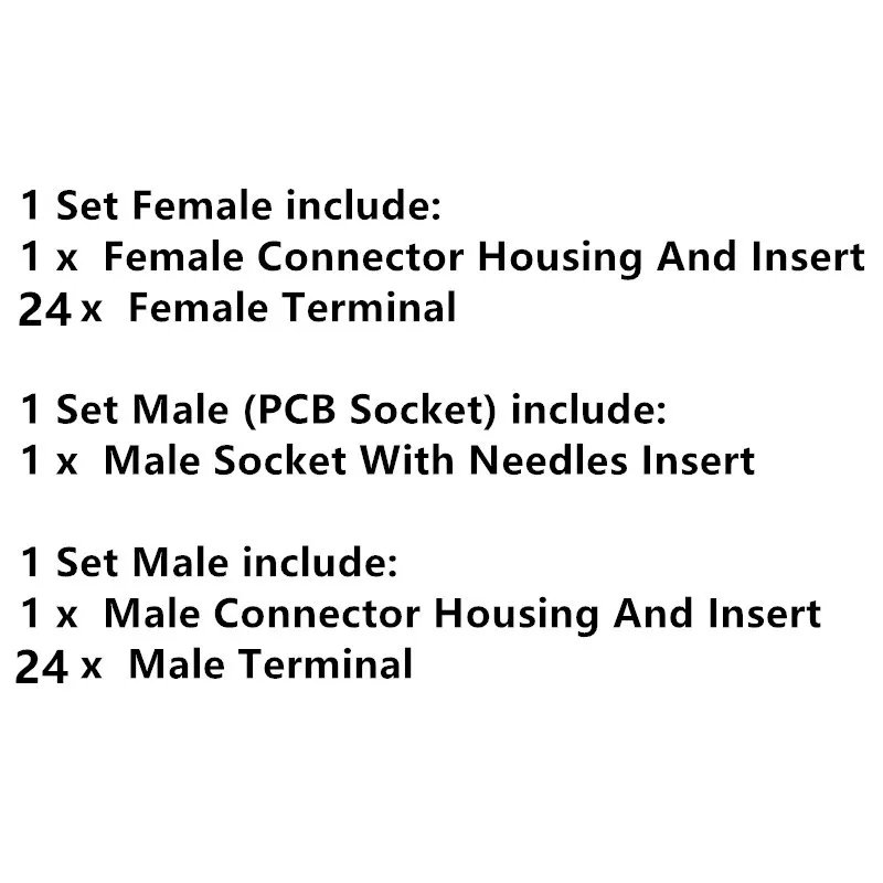 1 Set 24 Pin 24 Way FCI Automotive Connector Auto ECU PCB Socket Black Plug 211PC249S8005 211PL249S0023