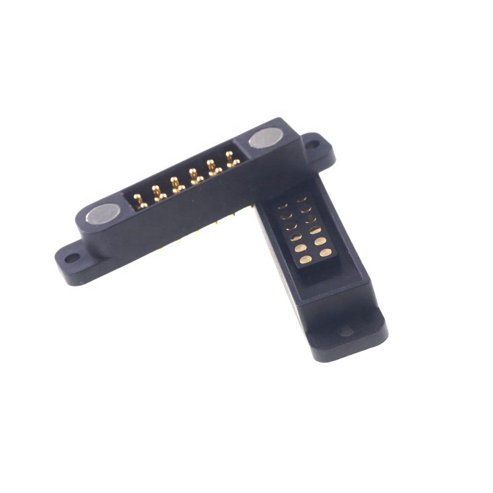 2.54MM Pitch 2x6 Mounting Holes PCB Spring Loaded 2.0A 36V DC Dual Row Magnetic Pogo Pin Connector 12 Position