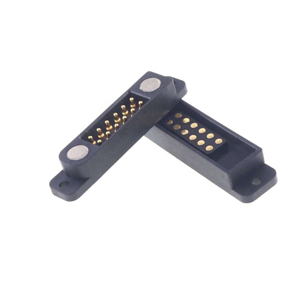 2.54MM Pitch 2x6 Mounting Holes PCB Spring Loaded 2.0A 36V DC Dual Row Magnetic Pogo Pin Connector 12 Position