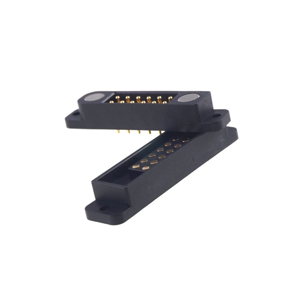 2.54MM Pitch 2x6 Mounting Holes PCB Spring Loaded 2.0A 36V DC Dual Row Magnetic Pogo Pin Connector 12 Position