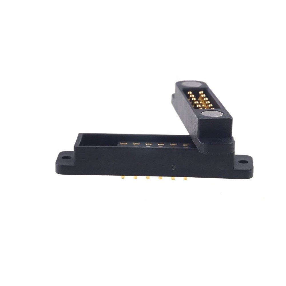 2.54MM Pitch 2x6 Mounting Holes PCB Spring Loaded 2.0A 36V DC Dual Row Magnetic Pogo Pin Connector 12 Position