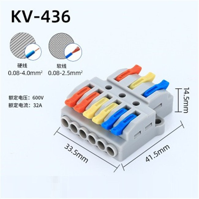 Supplier Quick Splice Wire Connector Multi-pin 3 in 6 out with Test Hole Electric Terminal Block