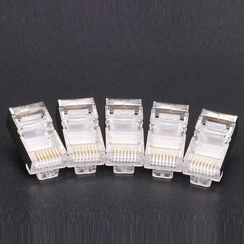 Shielded Ethernet rj45 cat6 connector Pure Copper 8P8C Modular network Cable Head Plug 24K Gold-Plated Crimp Network Connector