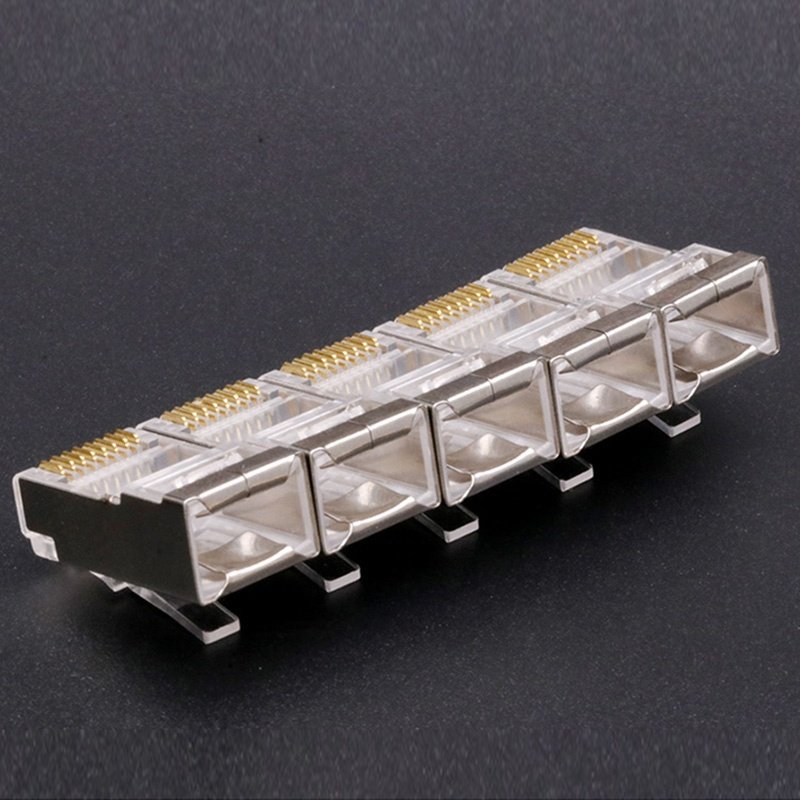 Shielded Ethernet rj45 cat6 connector Pure Copper 8P8C Modular network Cable Head Plug 24K Gold-Plated Crimp Network Connector