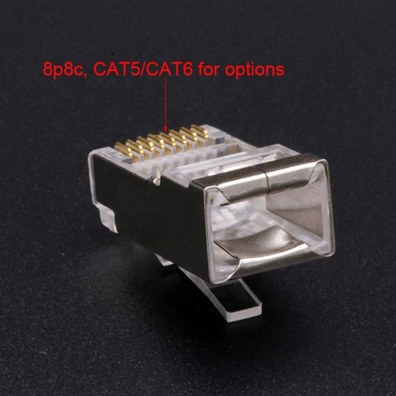 Shielded Ethernet rj45 cat6 connector Pure Copper 8P8C Modular network Cable Head Plug 24K Gold-Plated Crimp Network Connector