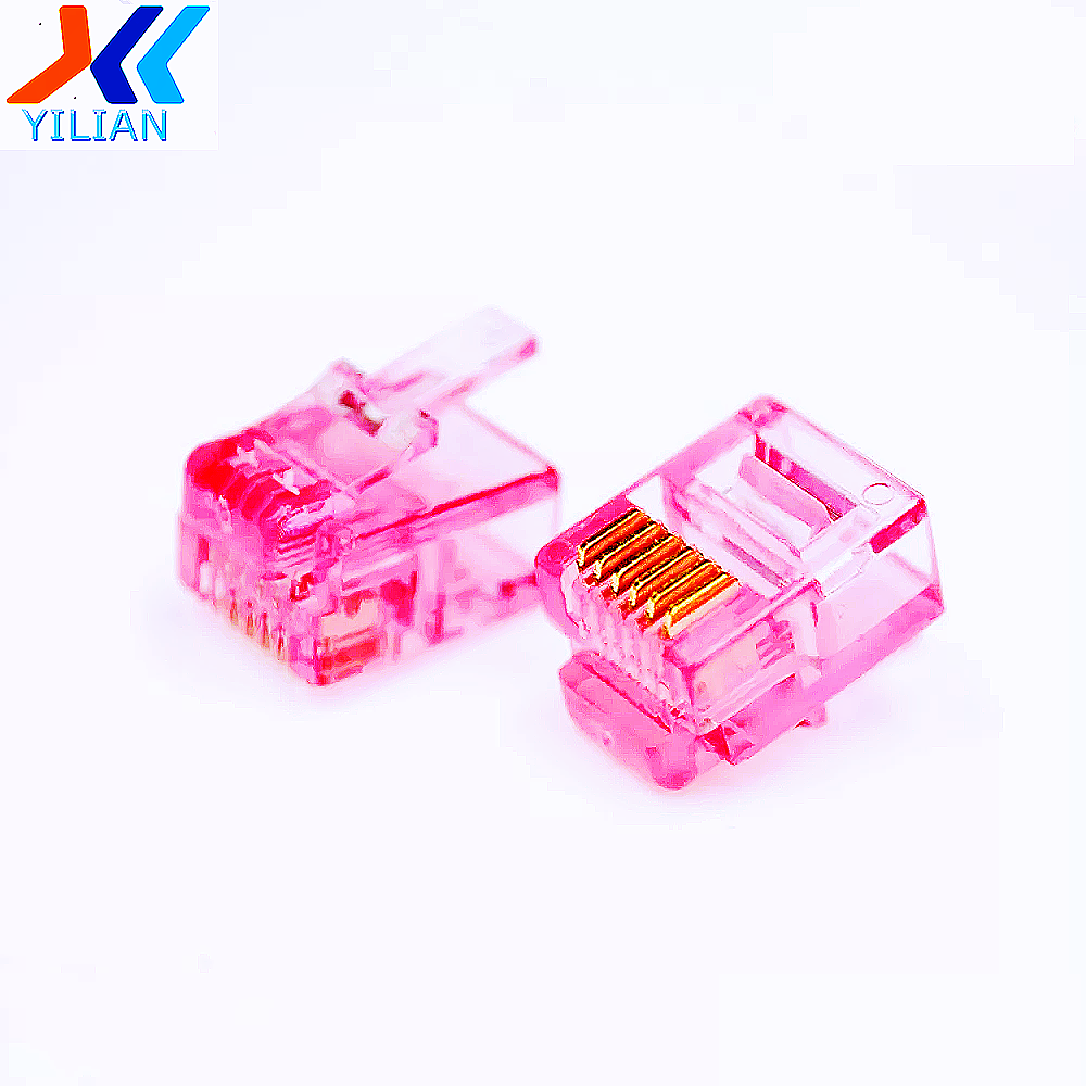 Wholesale 6P6C Unshielded Telephone Crystal Head Supply Free Sample RJ12 Six Core Connector Plug Telephone