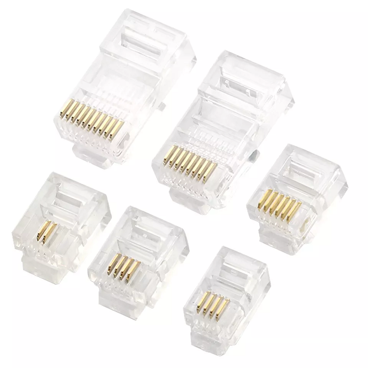 Wholesale 6P6C Unshielded Telephone Crystal Head Supply Free Sample RJ12 Six Core Connector Plug Telephone