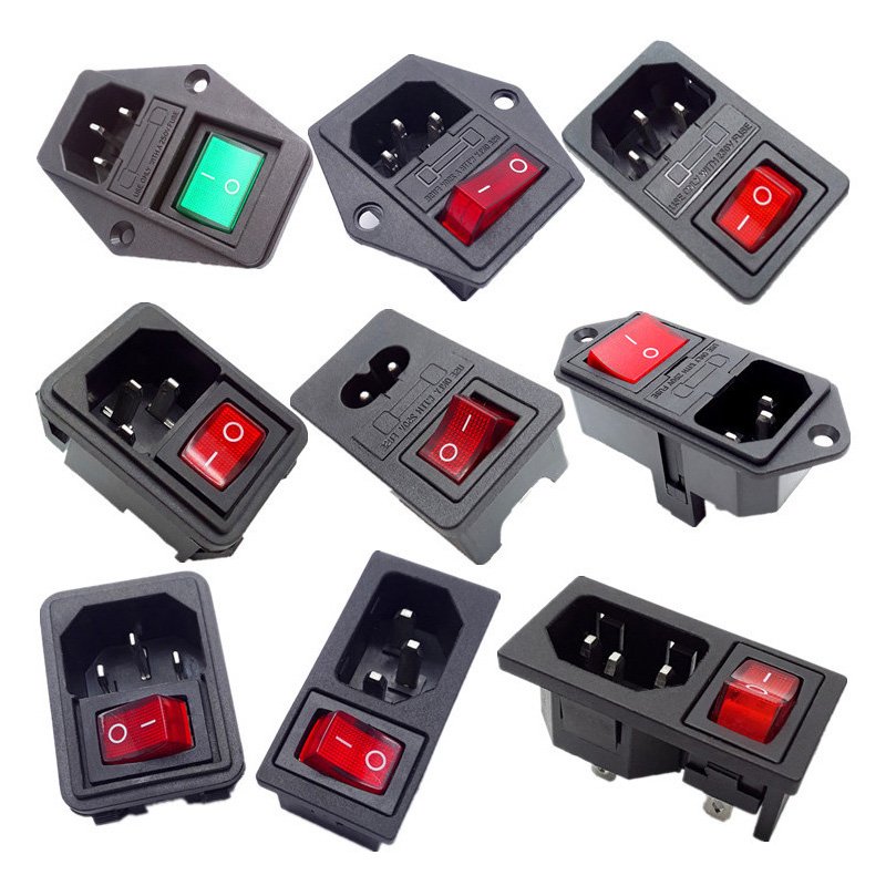 AC power socket with double fuse and on-off rocker switch IEC connector for medical equipment