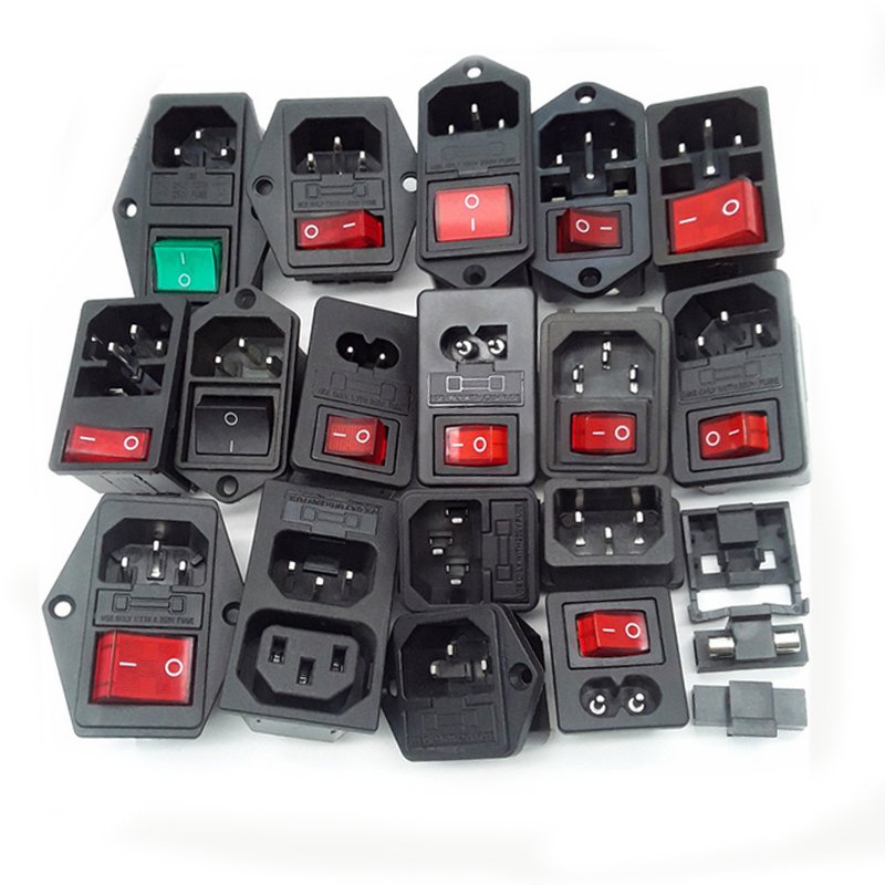 AC power socket with double fuse and on-off rocker switch IEC connector for medical equipment