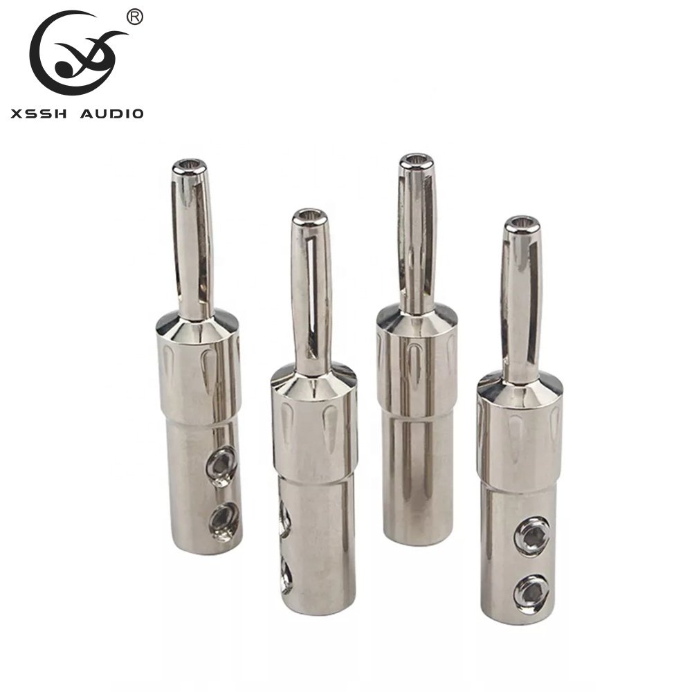 Speaker Cable Jack YIVO XSSH Audio DIY 4mm Hole Brass Solderless Male Rhodium Plated Banana Connector Plug HiFi Audio Adapter