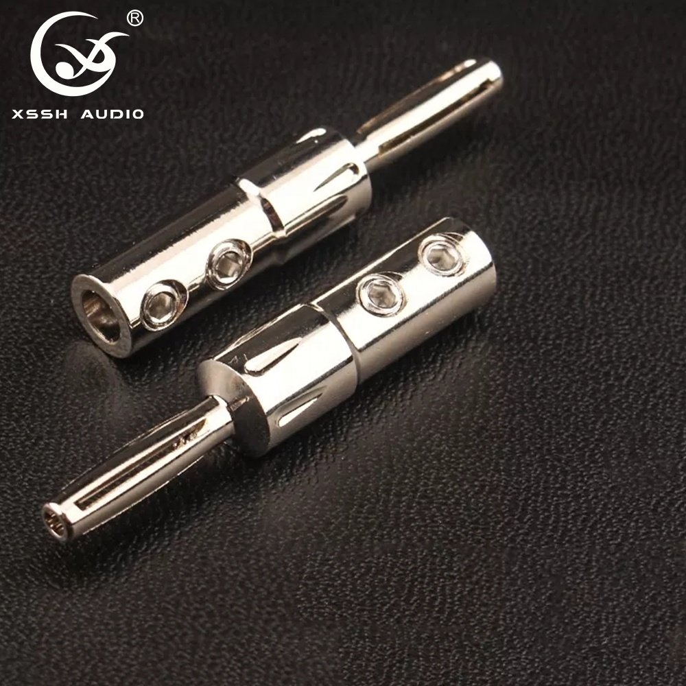 Speaker Cable Jack YIVO XSSH Audio DIY 4mm Hole Brass Solderless Male Rhodium Plated Banana Connector Plug HiFi Audio Adapter
